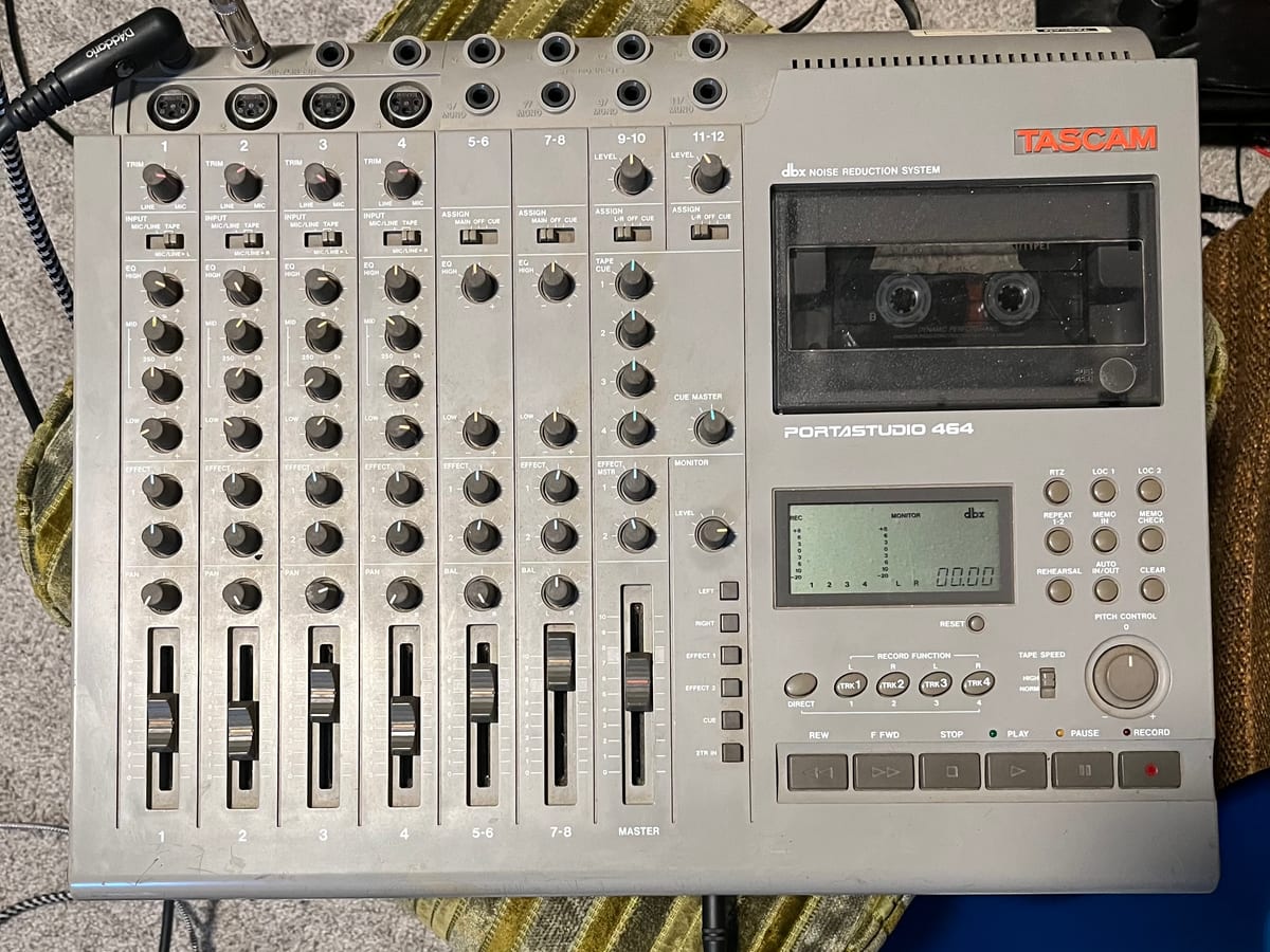 TASCAM Portastudio 464 four-track cassette recorder and mixer