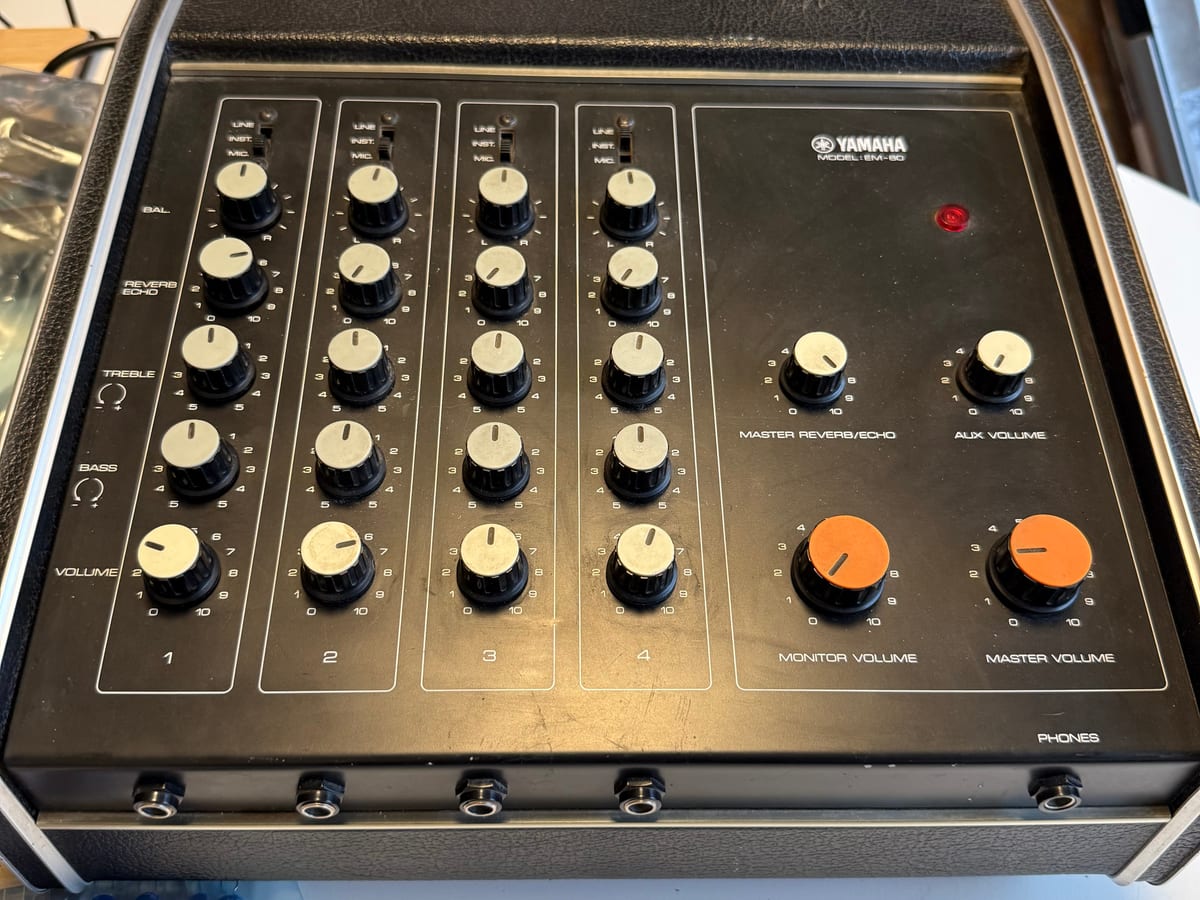 Yamaha EM-90 mixer on the workbench